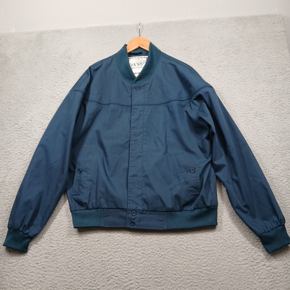 Munsingwear Mens Bomber Jacket L Blue Nylon Blend Lightweight - Picture 2 of 7